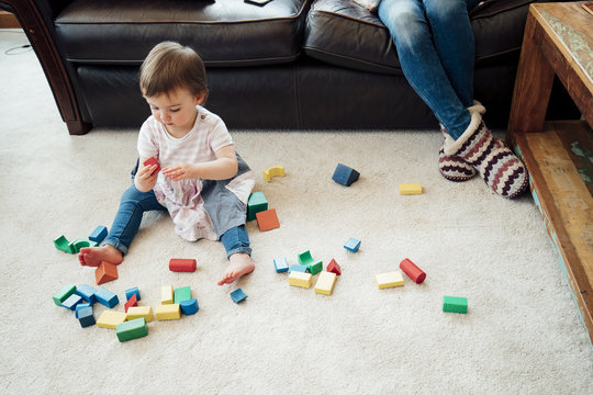 Playing with Toy Blocks at Home