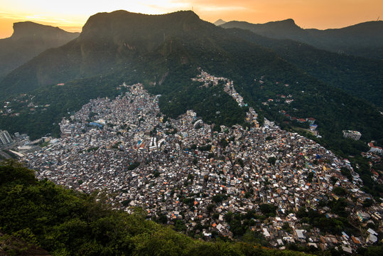 View of Rocinha, Largest Favela in Rio de Janeiro City, Located in the Valley