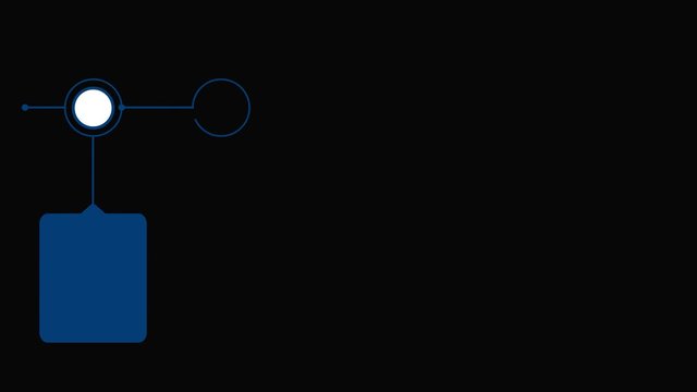 Flowchart diagram with 5 step in blue color. Alpha channel. Motion infographic timeline template for you icon and text. Use for business presentations, financial reports