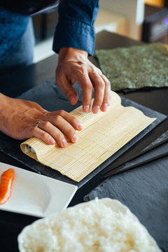 Sushi Being Rolled