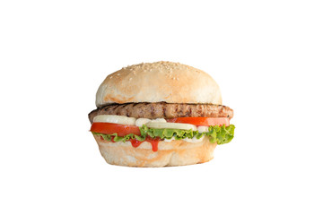 Hamburger sandwich on white background