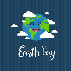 Cute Earth Day Greeting Card Save Planet Event Concept Vector Illustration