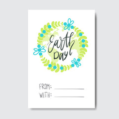 Love My Planet Greeting Card Earth Day Holiday Event Concept Vector Illustration