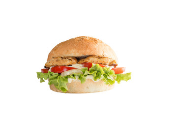 Chicken fillet sandwich on white background
