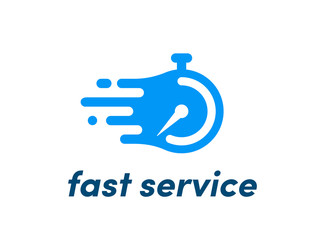 Time clock vector logo fast service stopwatch