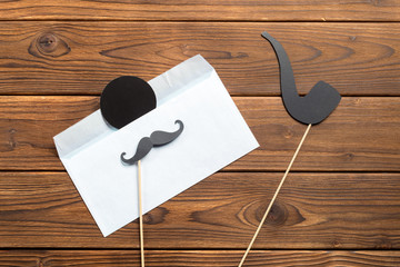 mustache photo prop on a table