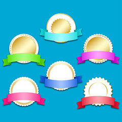 Set of six label stickers with award ribbons