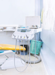 Dentist interior workplace with dentistry medical equipment