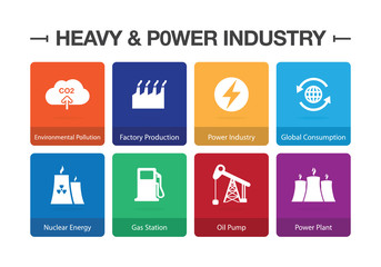 Heavy and Power Industry Infographic Icon Set
