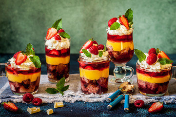 Fruit Cake, Jelly and Berry Individual Trifles