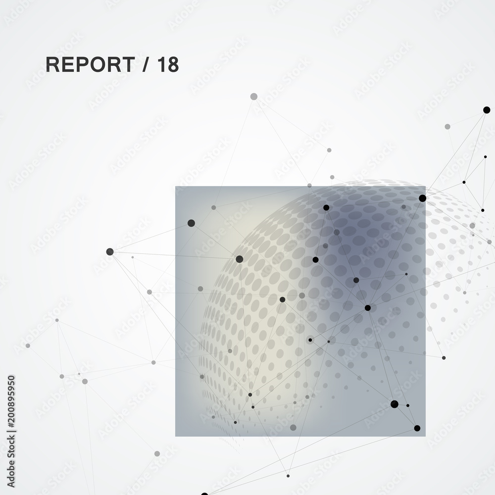 Poster Vector connect design and halftone circle with molecule connect background