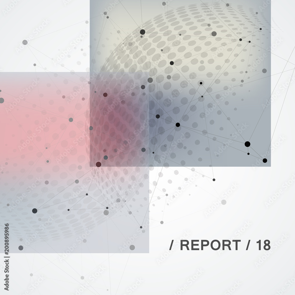 Poster Vector connect design and halftone circle with molecule connect background