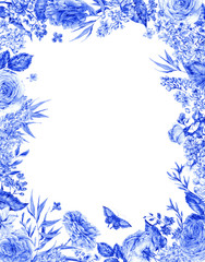 Vertical watercolor roses greeting card