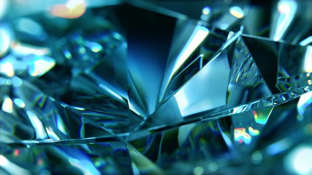 Close-up of slowly rotating blue diamond. Seamless loop, nice looping background