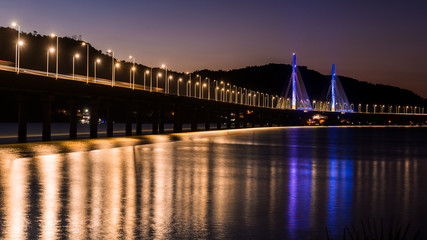 Anita Garibaldi bridge at dusk and illuminated