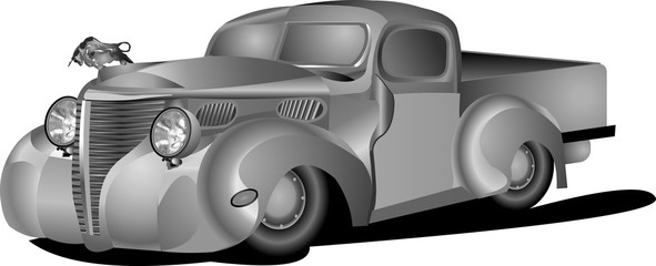 Classic vintage pickup truck vector illustration isolated on white background © Fedor