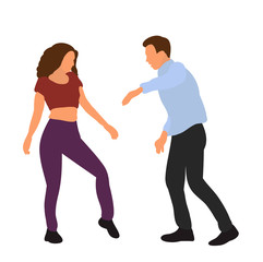 vector, isolated silhouette in colored clothes people dancing