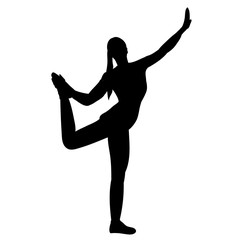  icon, isolated silhouette girl doing exercises