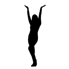 isolated silhouette girl doing exercises