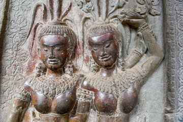 Fototapeta na wymiar Bas-Relief of Angkor Wat temple at Siem Reap, Cambodia.