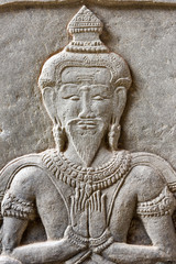 Bas-Relief of Angkor Wat temple at Siem Reap, Cambodia.