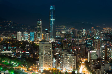 Panoramic view of Providencia and Las Condes districts, Santiago de Chile