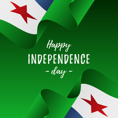 Banner or poster of Djibouti independence day celebration. Djibouti flag. Vector illustration.