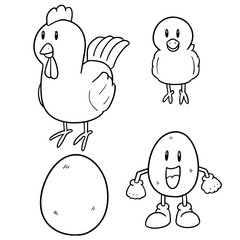 vector set of chicken and egg
