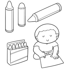 vector set of crayons