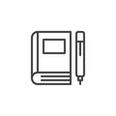 Notebook and pen outline icon. linear style sign for mobile concept and web design. Book and pencil simple line vector icon. Symbol, logo illustration. Pixel perfect vector graphics