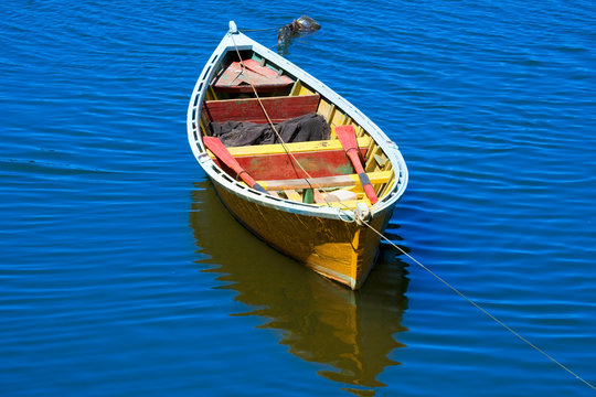 Fishing boat at Southern Chile, Queule, Chile, South America