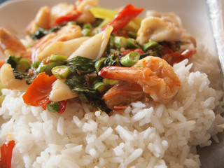 Thai spicy food, Fried seafood.