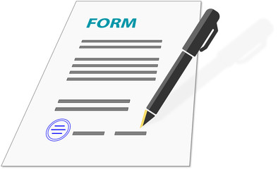 form, formula, signature, isolated, white background with pen, fountain pen