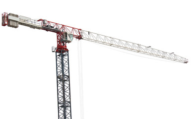 three colors hoisting crane isolated on white