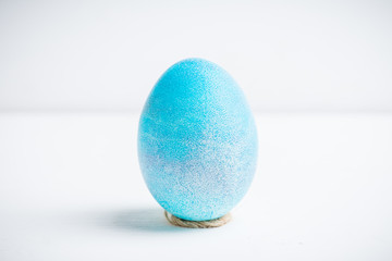 Beautiful easter eggs in blue tones. Selective focus. Shallow depth of field.