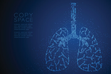 Abstract Geometric Circle dot pattern Lung shape, Medical Science Organ concept design blue color illustration isolated on blue gradient background with copy space, vector eps 10