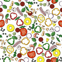 Seamless food ingredients vector pattern