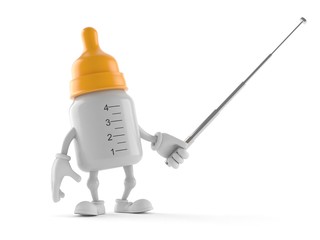 Baby bottle character holding pointer stick