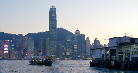 Naklejka premium Hong Kong at sunset