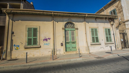 Old wooden door, Cyprus. NICOSIA, CYPRUS -  07 august 2017