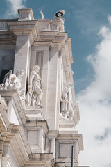 Close up of The Rua Augusta Arch on the Commerce Square in Lisbon, Portugal.