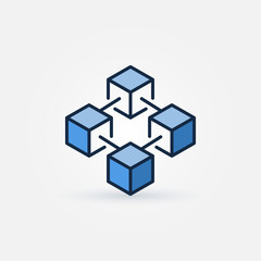 Blue blockchain technology vector icon