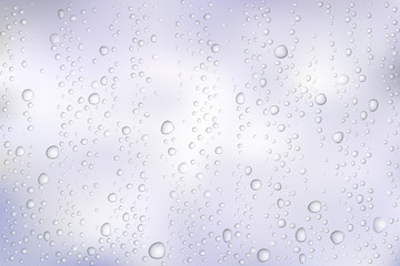 Vector Water drops on glass. Rain drops on transparent background