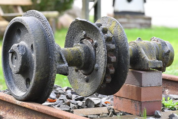 Rusty wheel of an old train