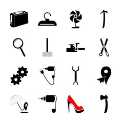 icon Instruments And Tools with electricity, key, look, search and closet