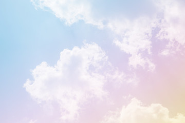 Sun and cloud pastel sky color background