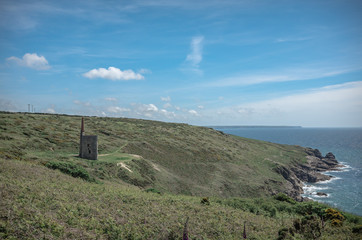 Ruins of a tin mine Cornwall coast United Kingdom