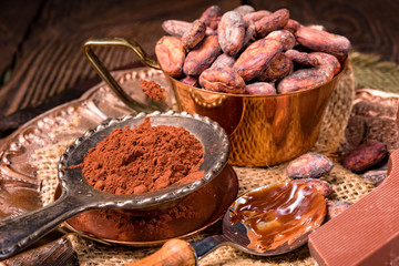 chocolate cocoa and cocoa beans