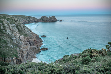 Fototapeta premium Cornwall rocky coastline in the evening sunset light England
