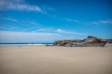 Fototapeta na wymiar Rocks on the beach of Bedruthan Cornwall